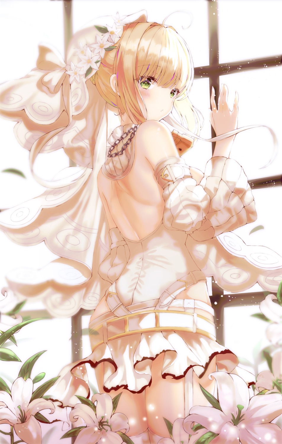 fate/grand_order lotpi no_bra saber_bride saber_extra stockings thighhighs