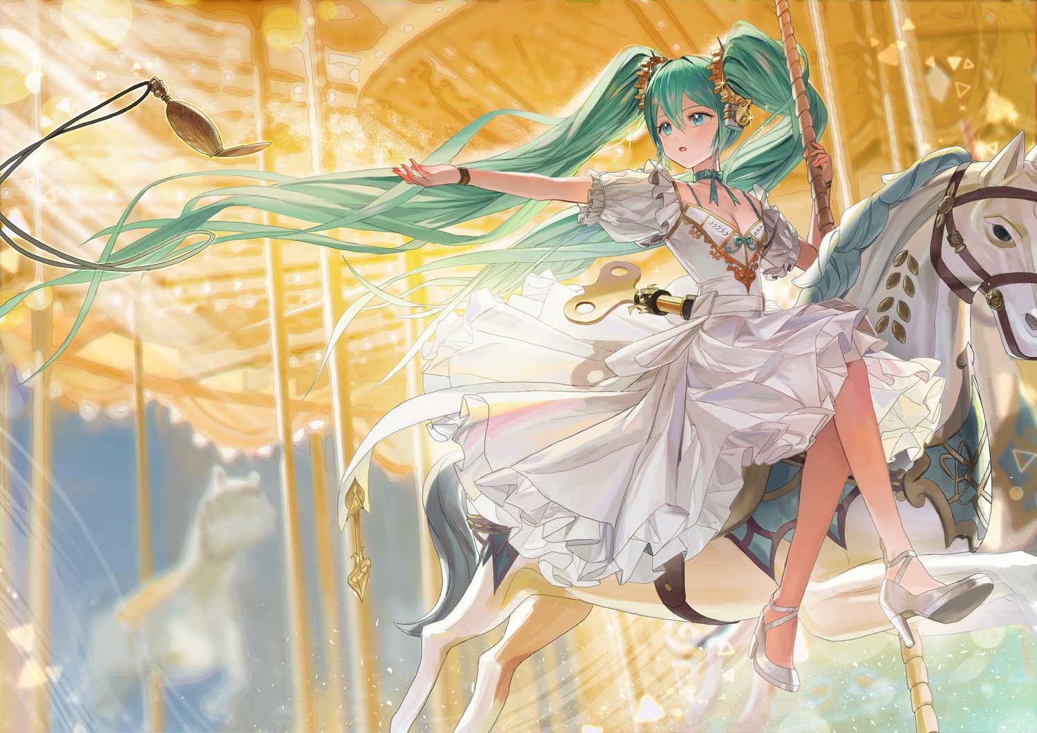 cleavage dress hatsune_miku heels let_ssa vocaloid