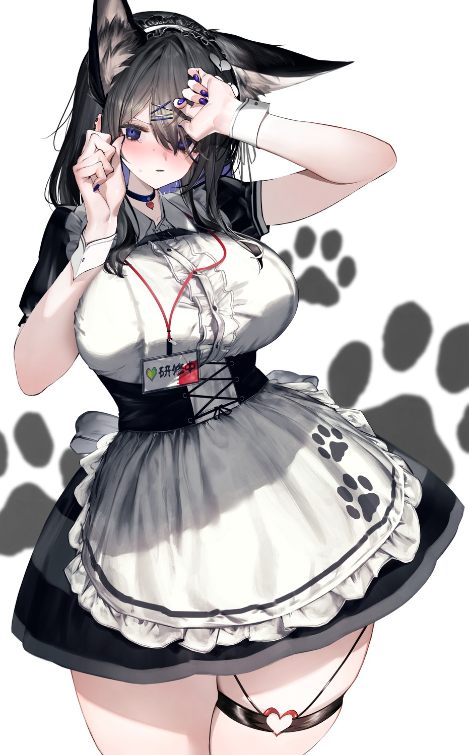 animal_ears garter ichini_(aaaraaaaaaaaa) maid