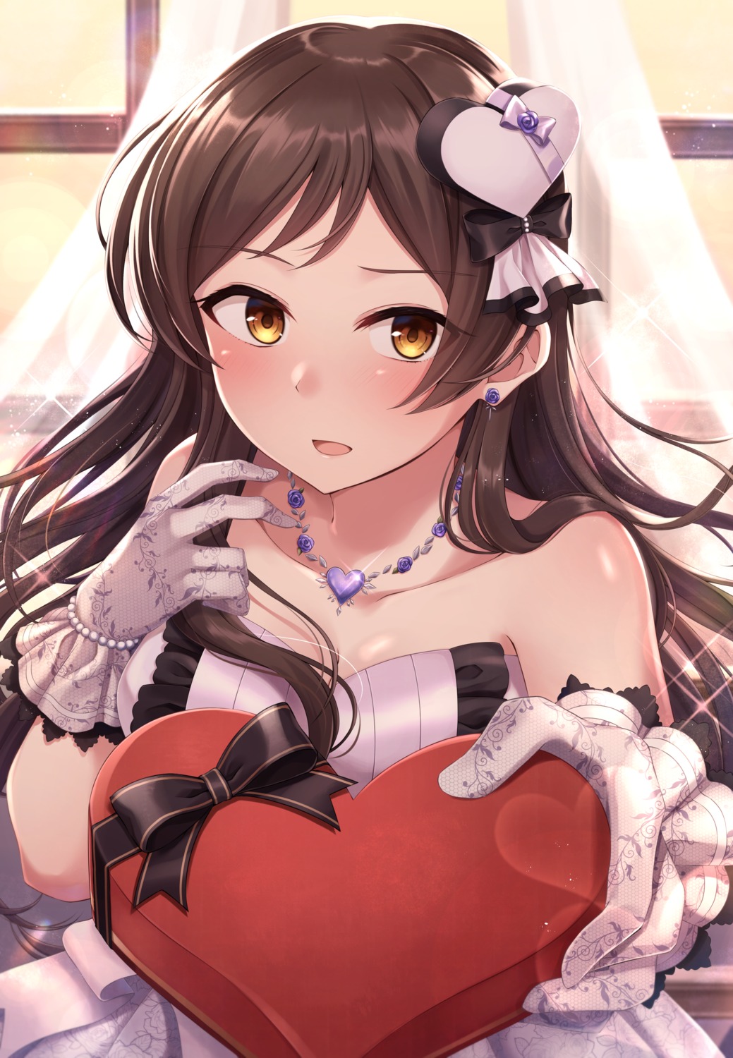 cleavage dress kitazawa_shiho kuroto_yuu the_idolm@ster the_idolm@ster_million_live! the_idolm@ster_million_live!_theater_days valentine