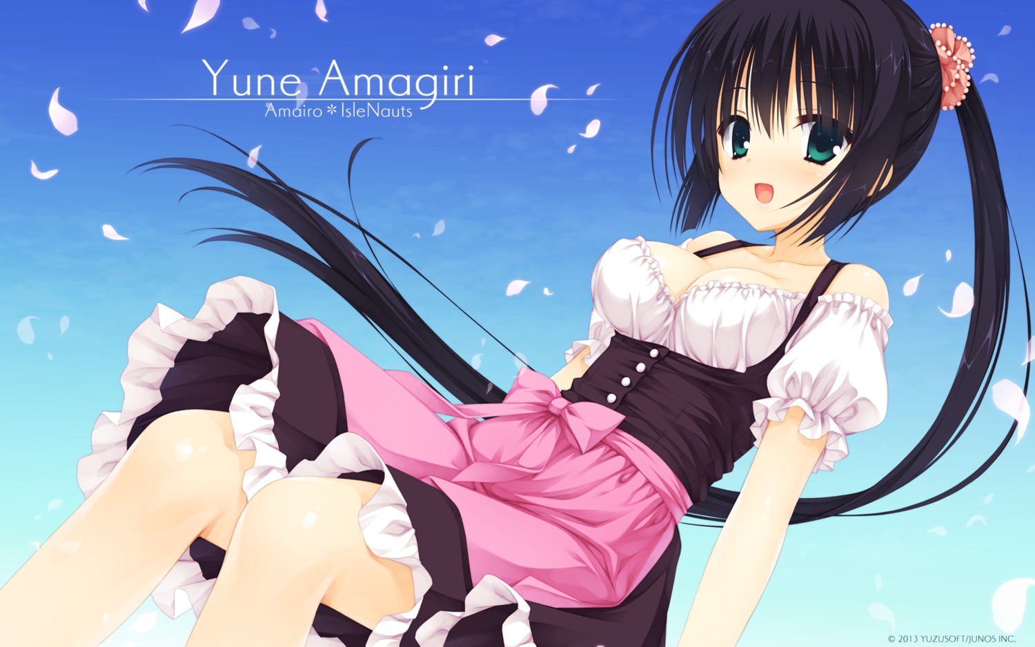 amagiri_yune amairo_islenauts cleavage muririn wallpaper yuzu-soft