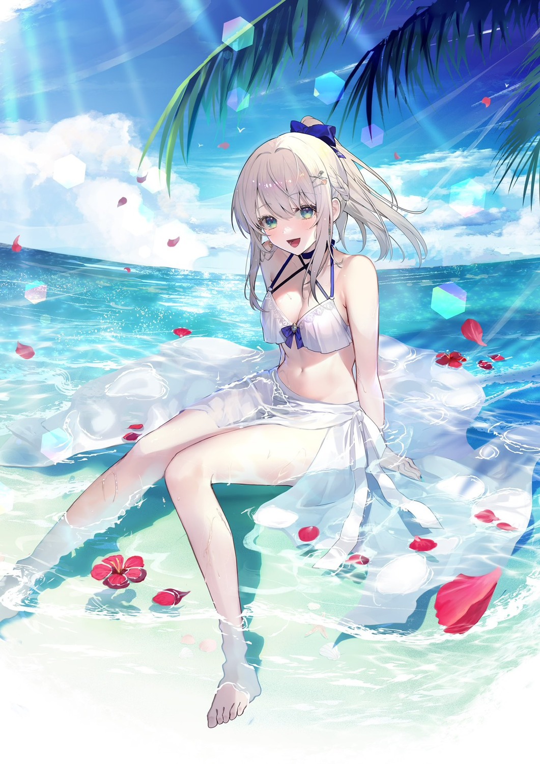 bikini indie_virtual_youtuber nagino_mashiro rilmok see_through swimsuits wet