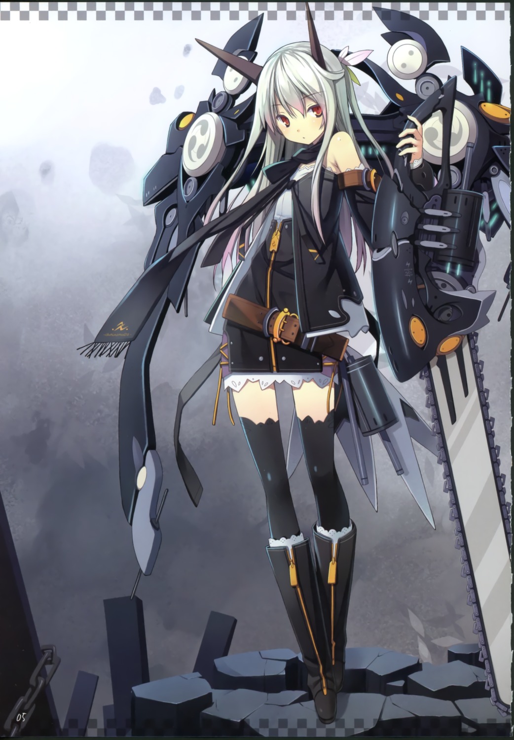 asahiage chainsaw fixme mecha_musume poco thighhighs