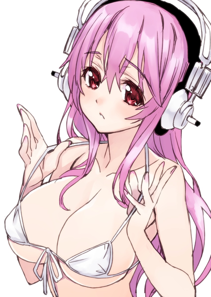 bikini_top cleavage headphones matsuryuu sonico super_sonico swimsuits