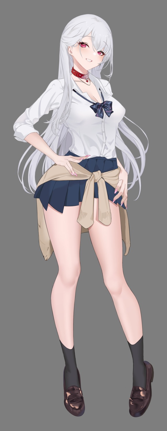 cleavage open_shirt pretty_mundane seifuku sweater transparent_png