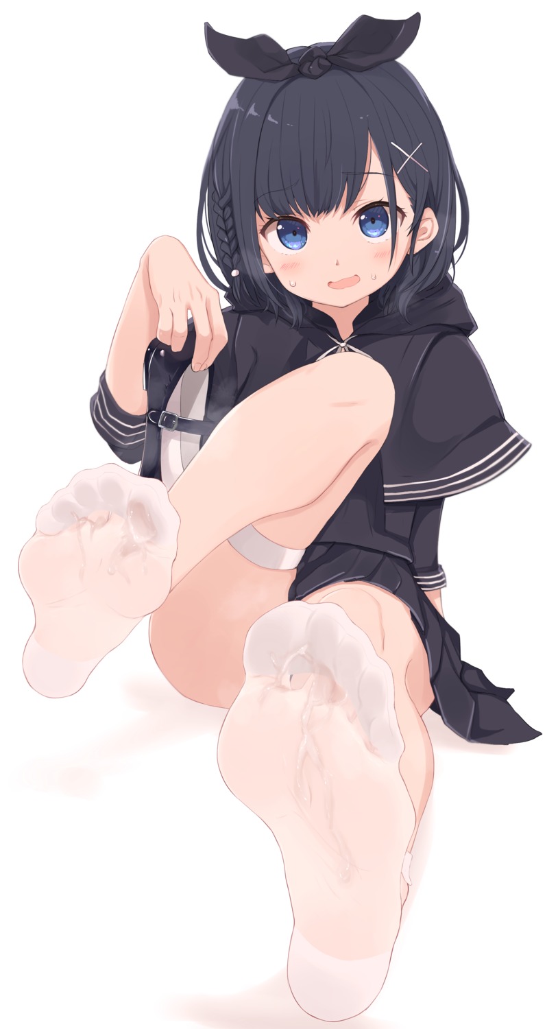 cum feet garter kahlua_(artist) seifuku skirt_lift