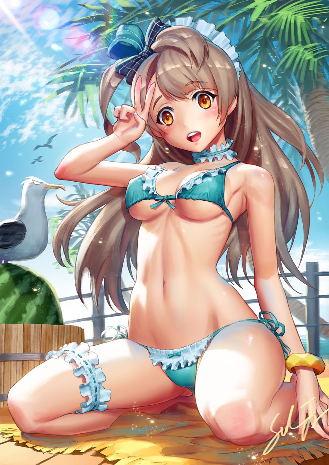 bikini cleavage erect_nipples garter jpeg_artifacts love_live! minami_kotori sinad_aruatjanapat swimsuits underboob