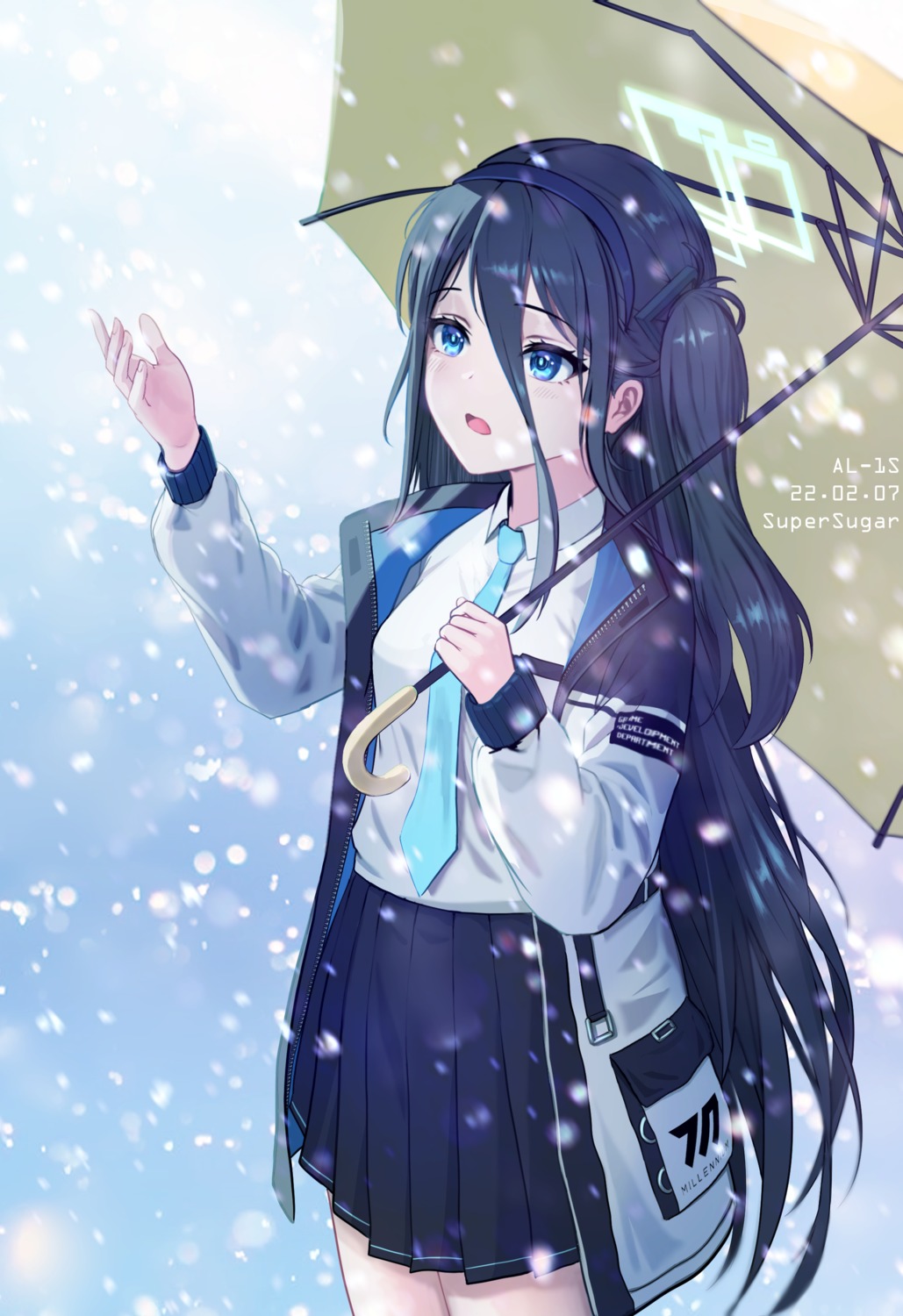 blue_archive halo seifuku supersugar tendou_arisu umbrella