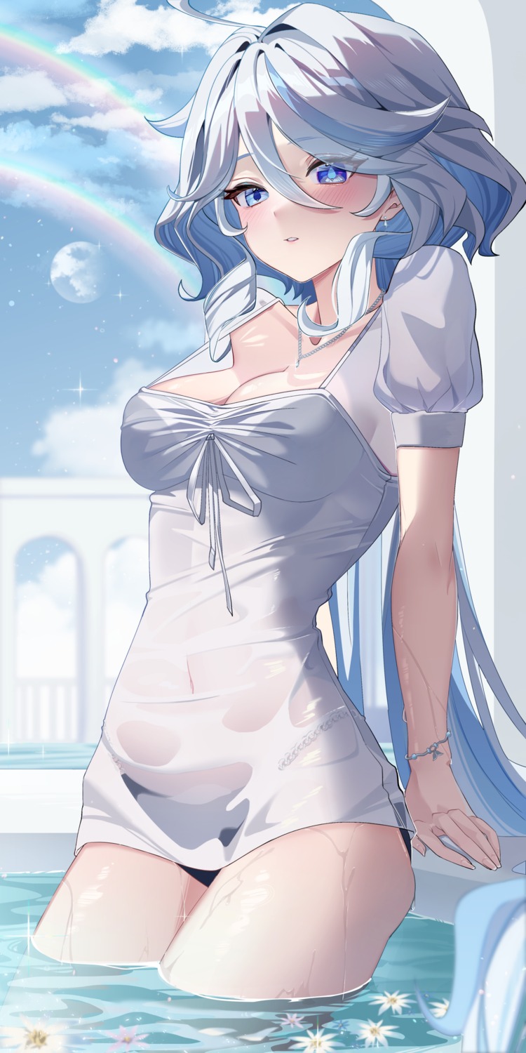 aqua74286 bikini furina genshin_impact heterochromia see_through swimsuits wet wet_clothes