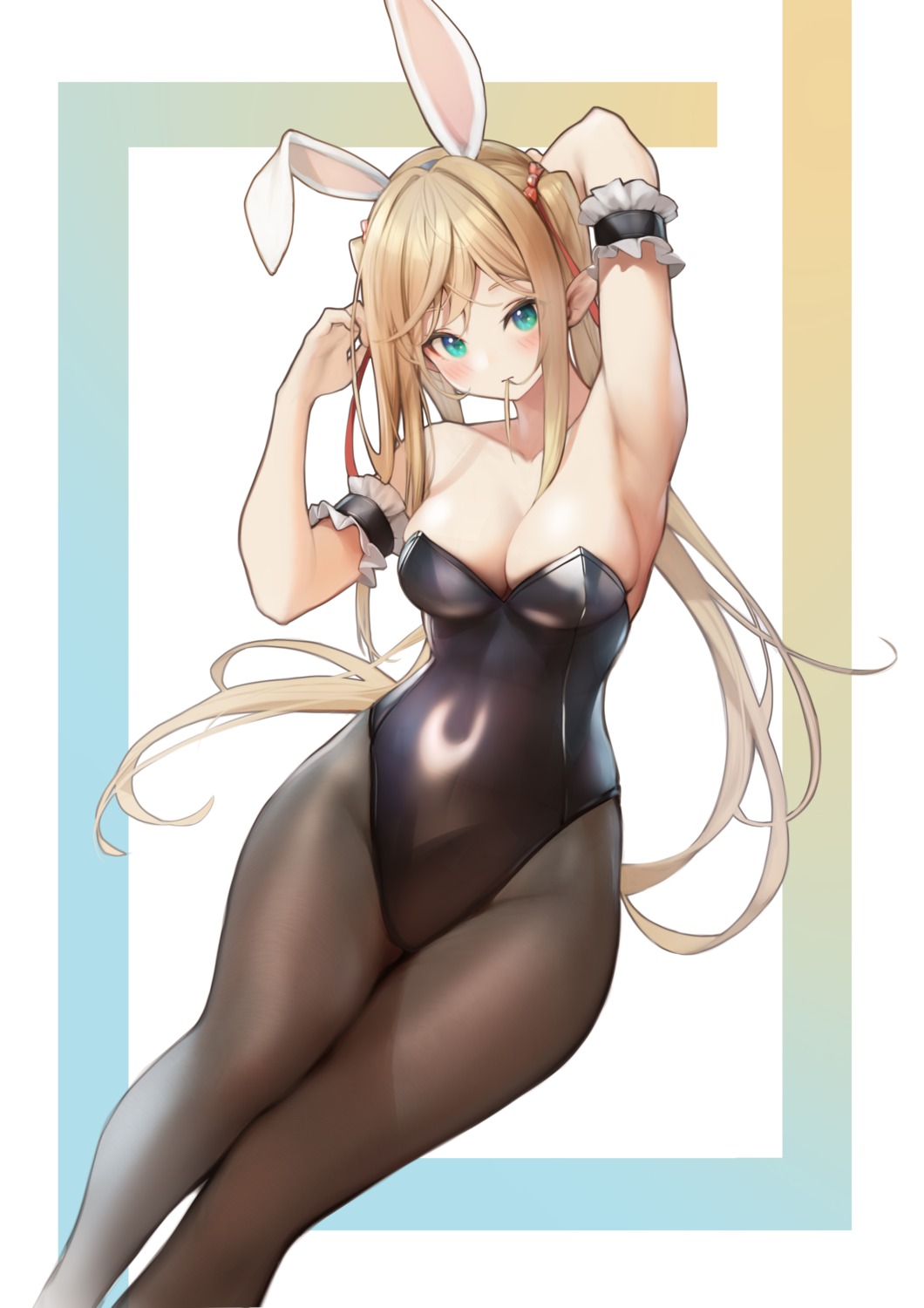 animal_ears bunny_ears bunny_girl no_bra pantyhose risa_(pixiv23908854)