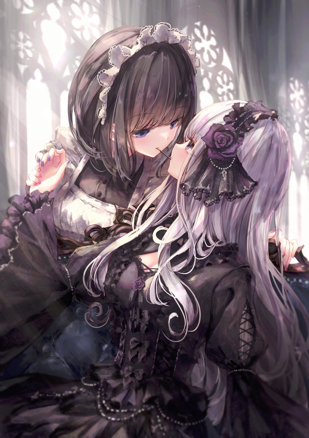 cleavage gothic_lolita lolita_fashion maid missile228 yuri