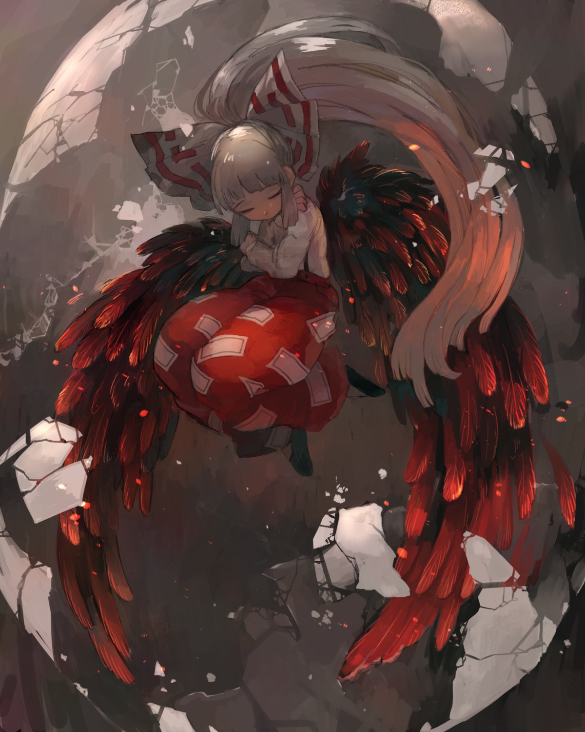 fujiwara_no_mokou pororikin touhou wings