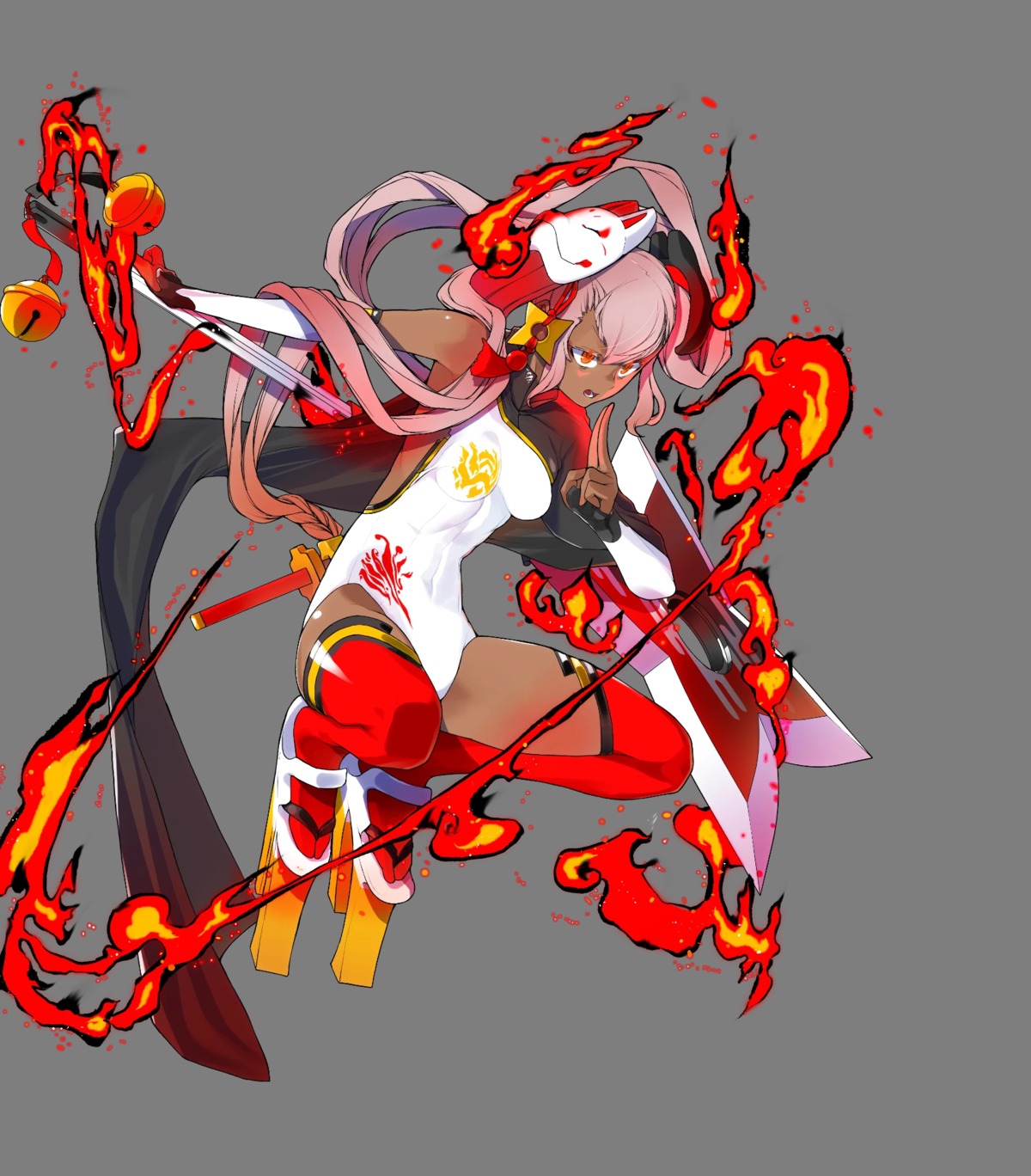 duplicate fire_emblem fire_emblem_heroes heels laevatein_(fire_emblem) ninja nintendo swimsuits sword thighhighs weapon yasuda_suzuhito
