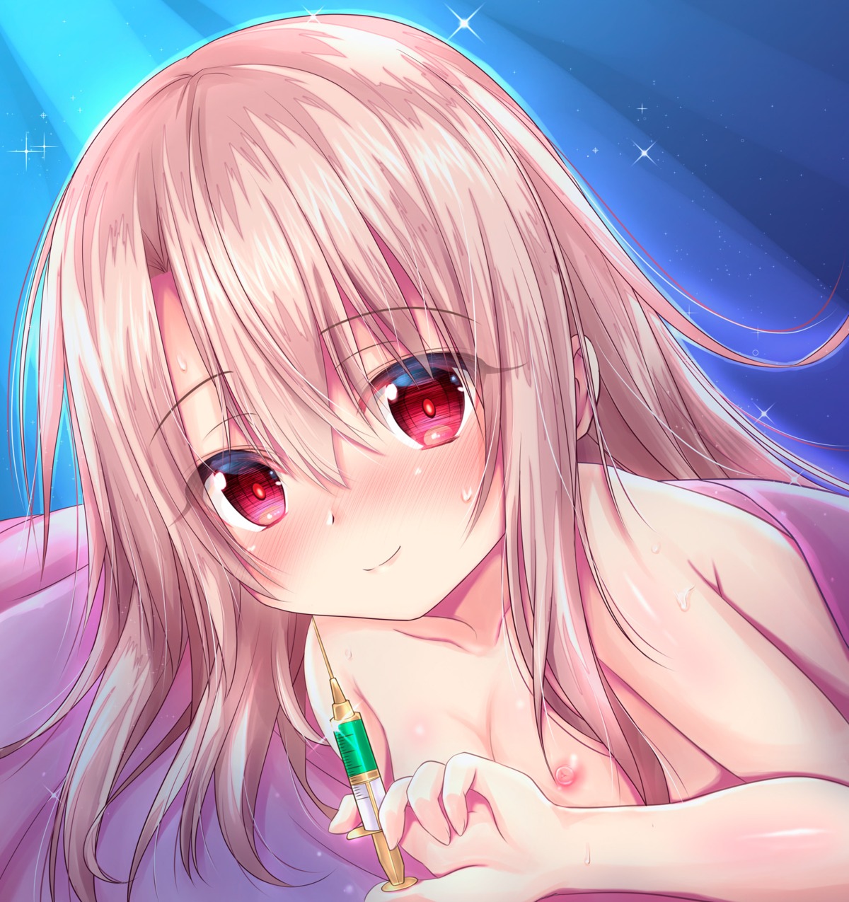 fate/kaleid_liner_prisma_illya fate/stay_night illyasviel_von_einzbern loli nipples shaian sheets topless