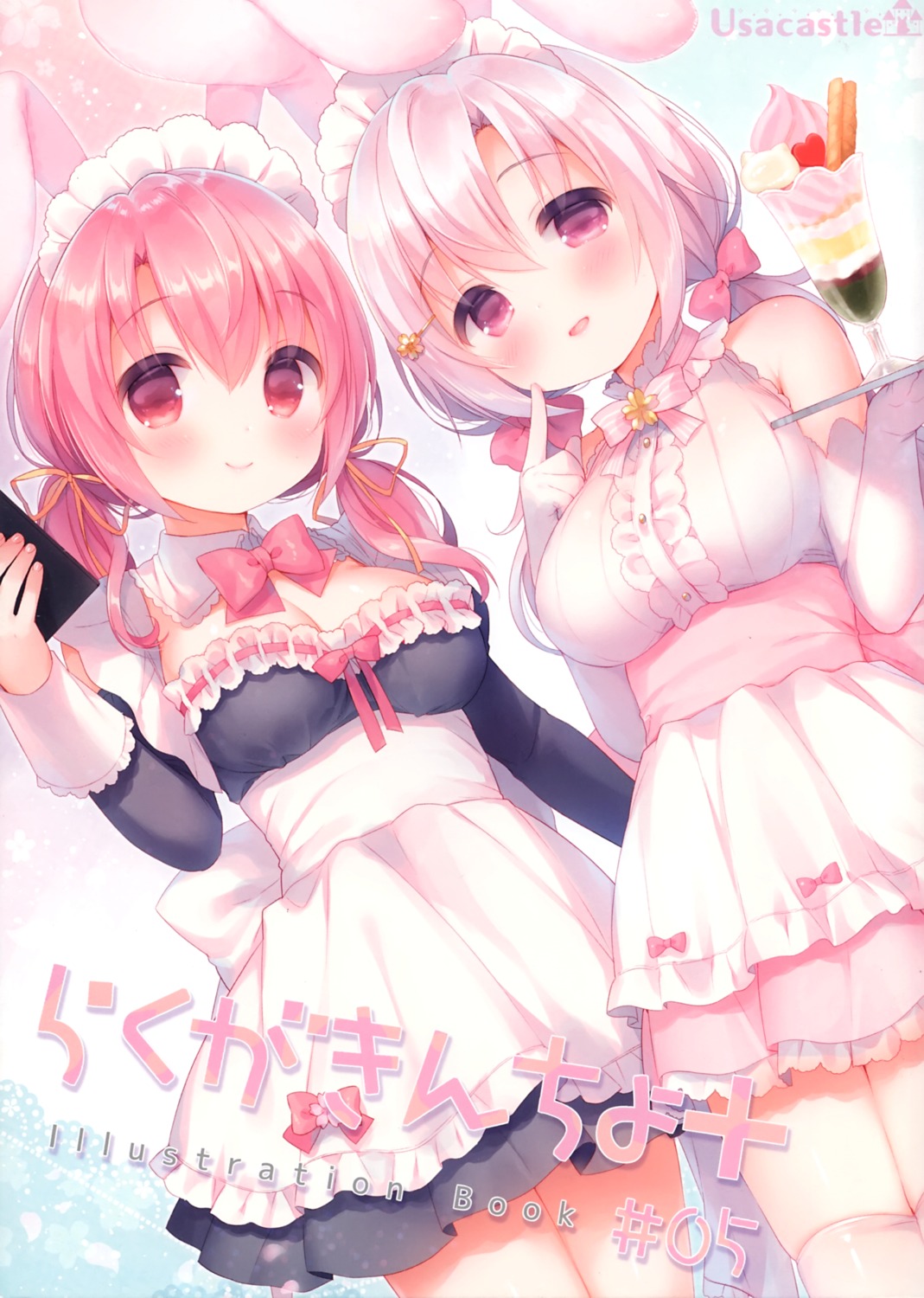 animal_ears bunny_ears cleavage maid thighhighs usacastle usashiro_mani