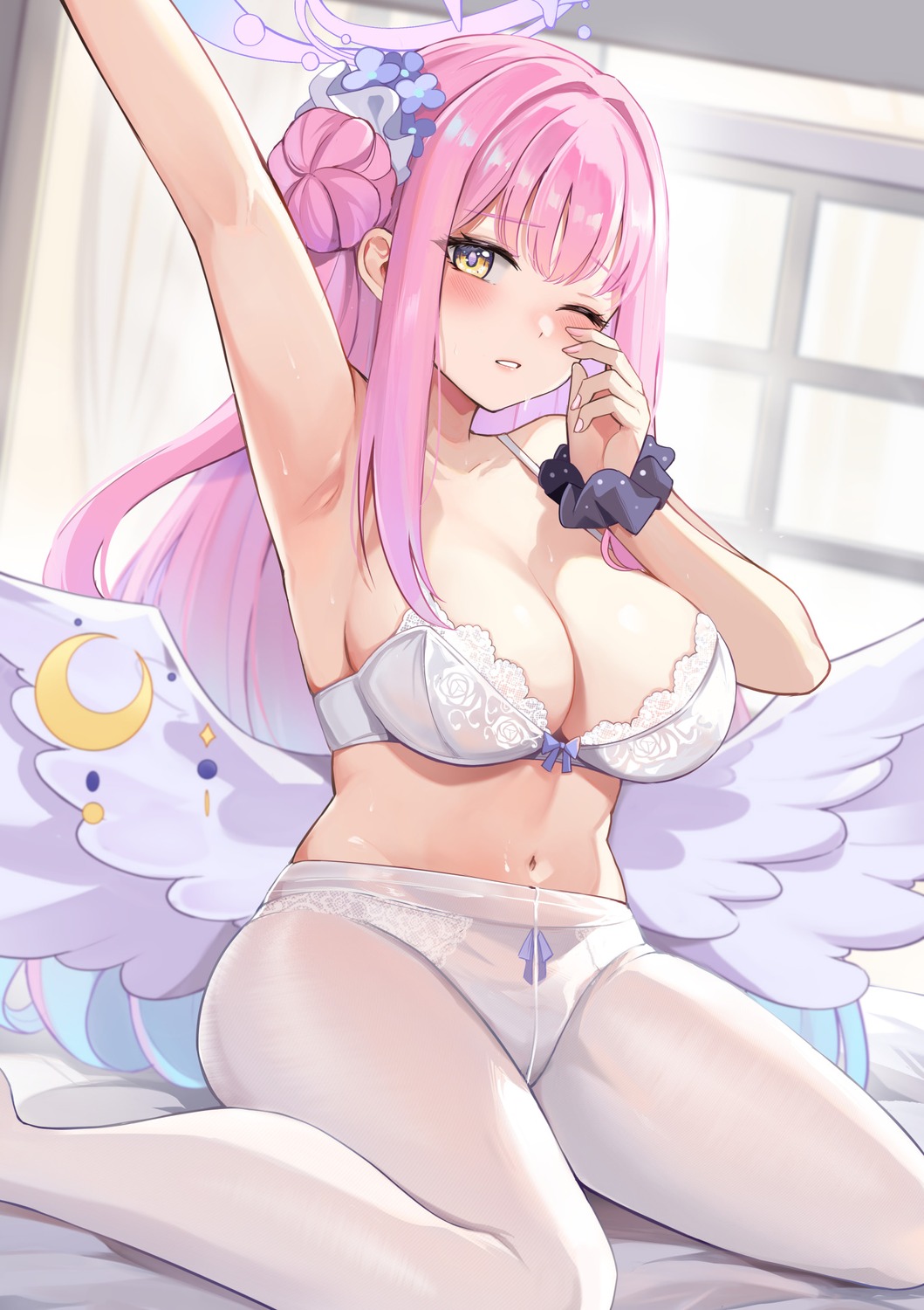 angel blue_archive bra misono_mika pantsu pantyhose tailam wings