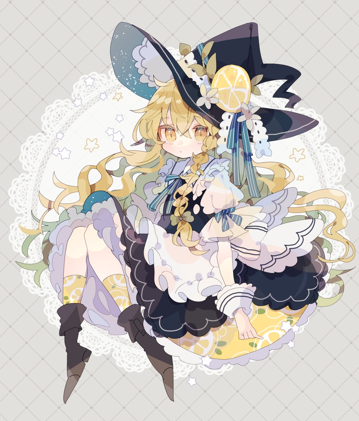 dress kirisame_marisa niko_rashika skirt_lift touhou witch