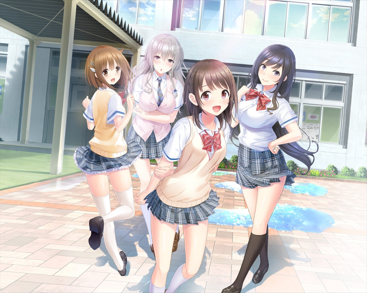 amano_himari breast_hold chishiro_kohane giga heels hitsuji_takako love_clear masaki_eri mikoto_akemi misumi_ritsu niro seifuku skirt_lift sweater thighhighs yasomi