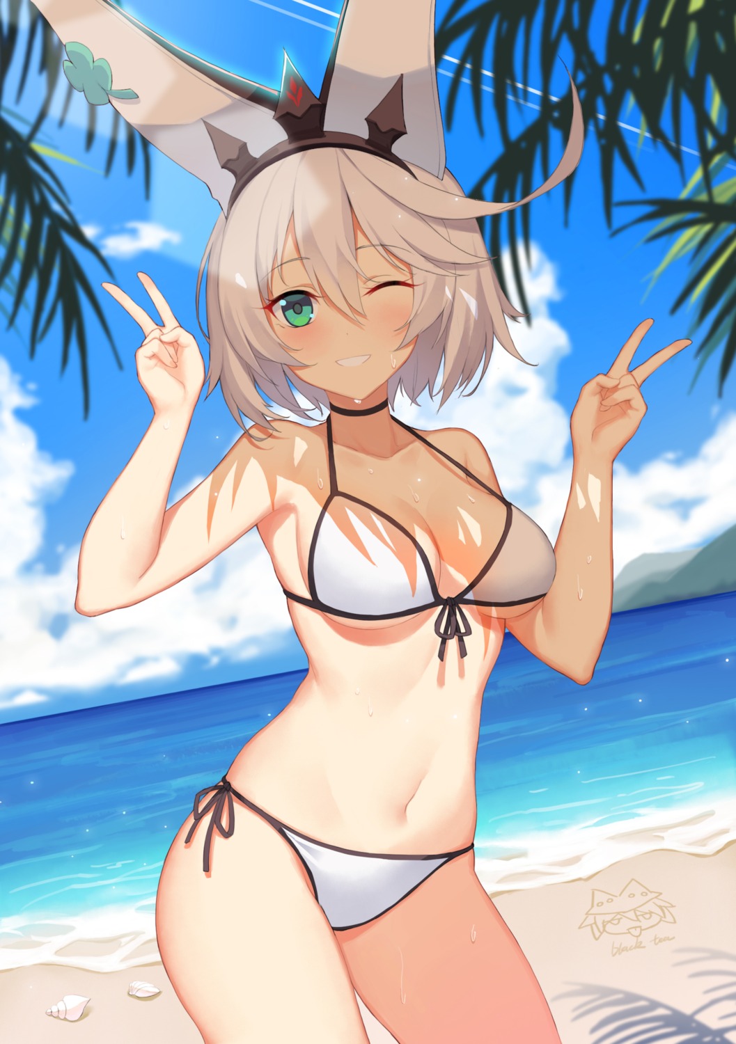 bikini cleavage elphelt_valentine guilty_gear_xrd hongchajun swimsuits underboob