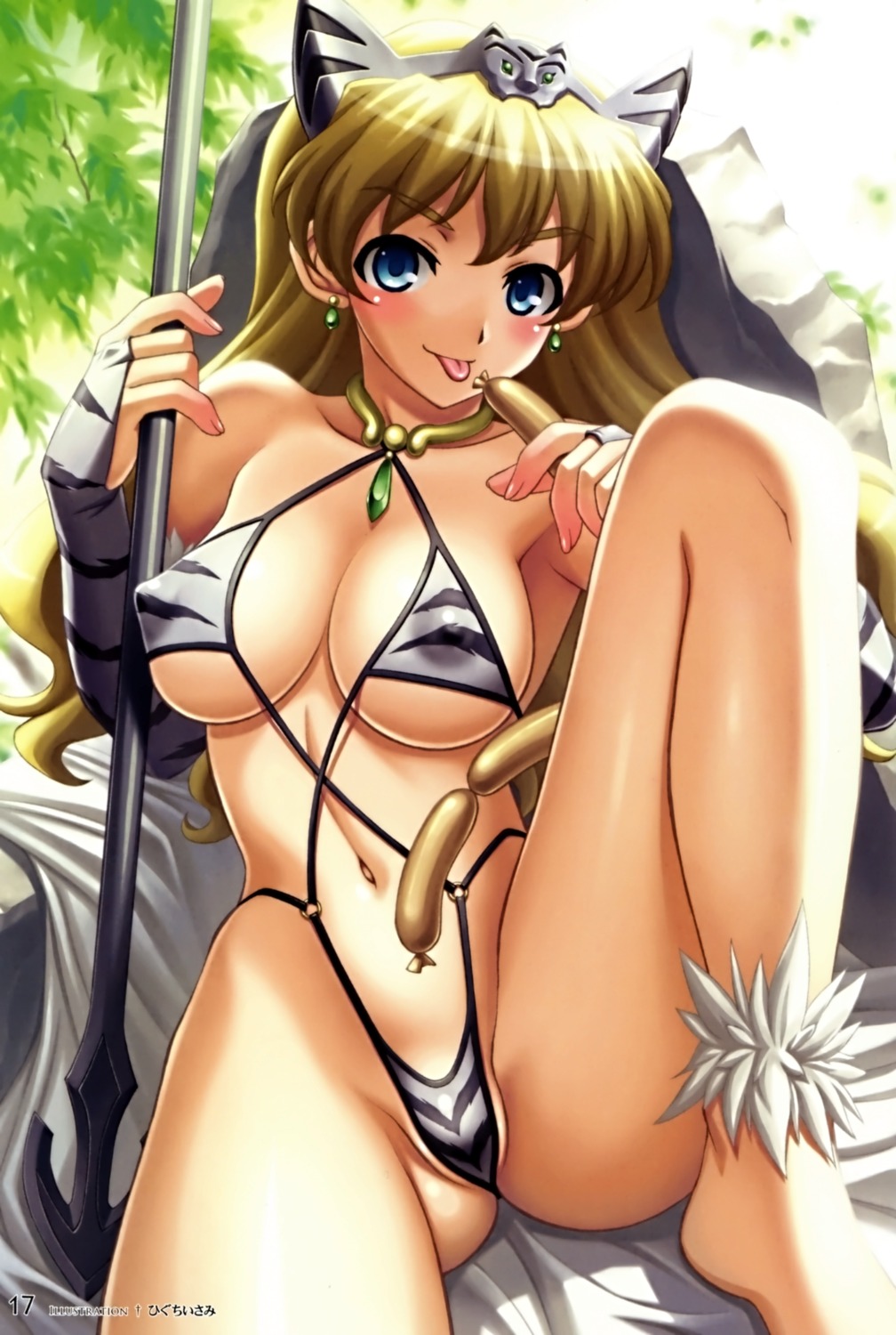 cleavage elina erect_nipples higuchi_isami queen's_blade sling_bikini swimsuits
