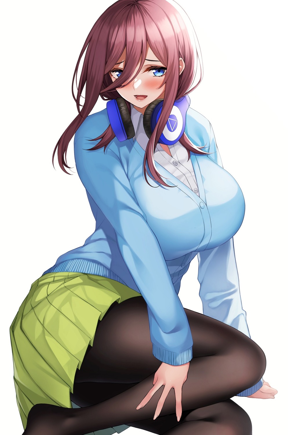 5-toubun_no_hanayome headphones nakano_miku pantyhose seifuku sweater takoneru