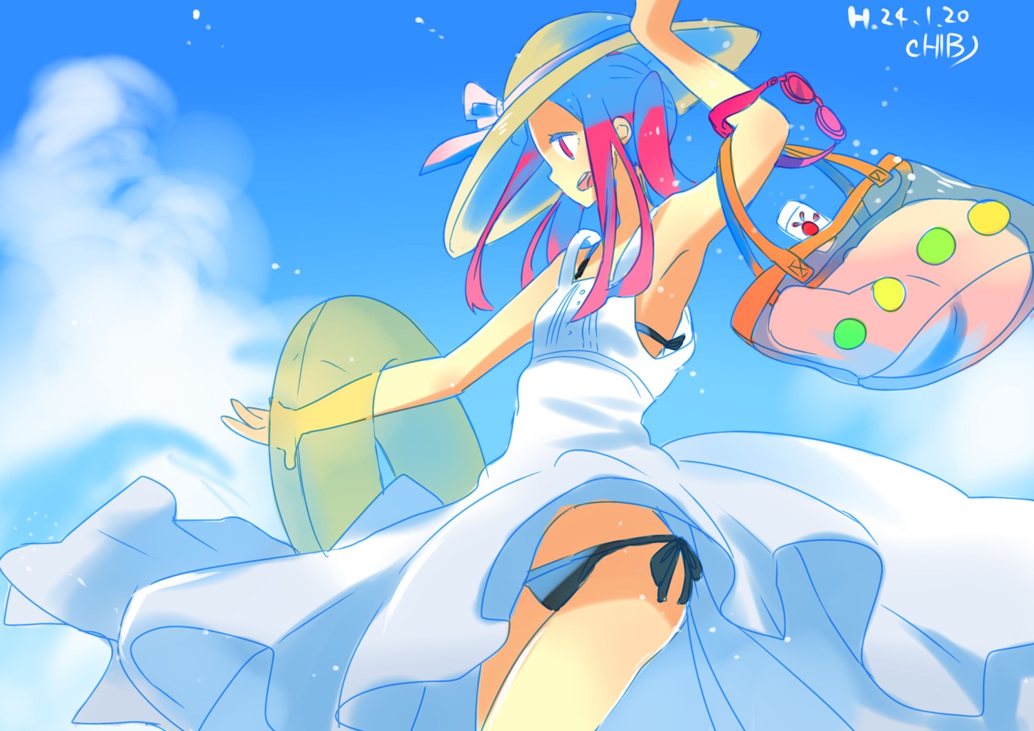 bikini chibiibiru dress skirt_lift summer_dress swimsuits