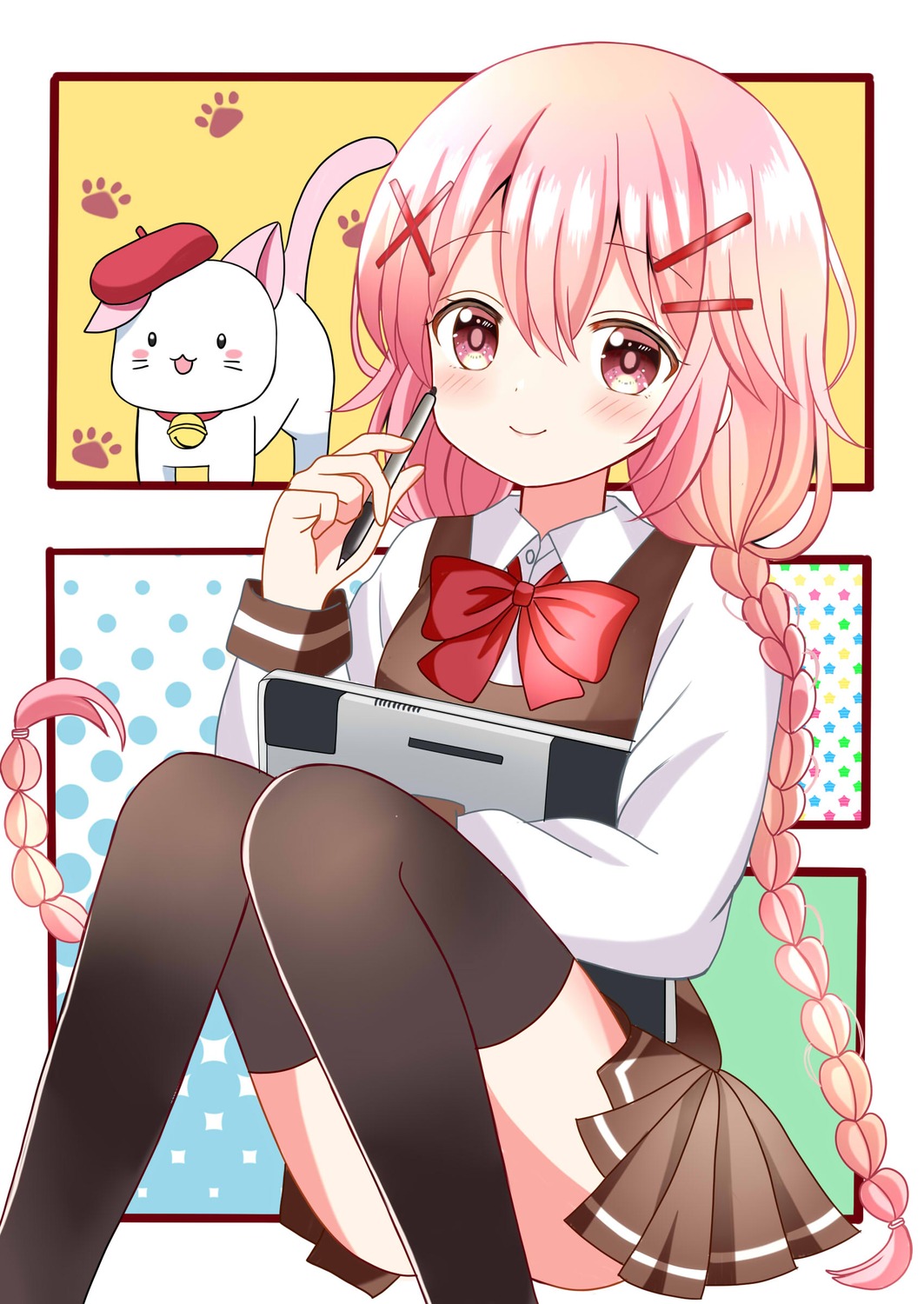 comic_girls moeta_kaoruko neko ryoutan seifuku thighhighs