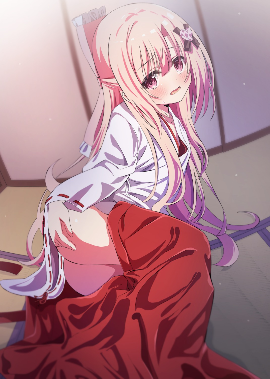 artina ass loli miko open_shirt skirt_lift