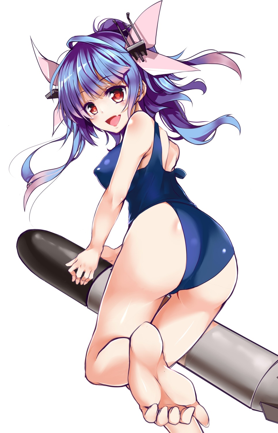 ass blossomsa erect_nipples feet i-19_(kancolle) kantai_collection school_swimsuit swimsuits weapon