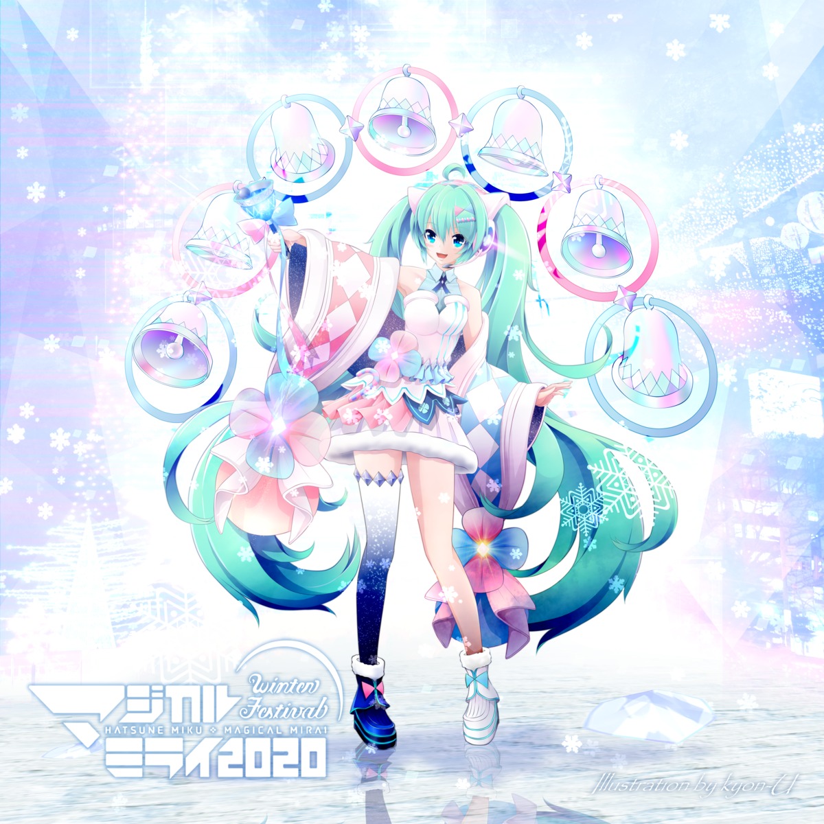 hatsune_miku headphones kyon-u magical_mirai thighhighs vocaloid