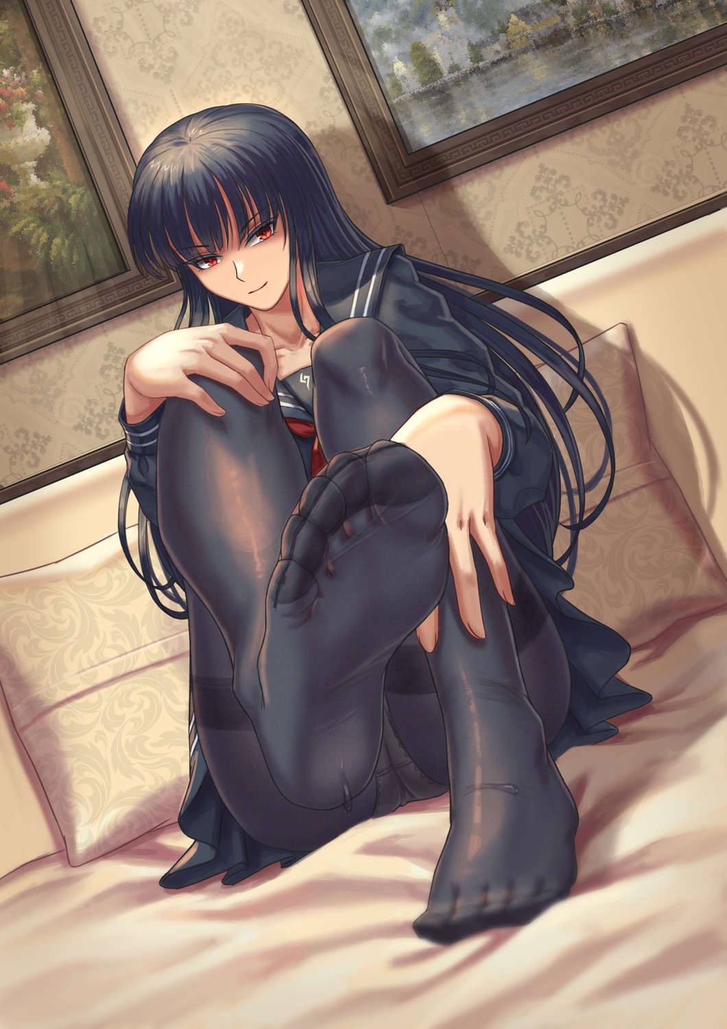 brilliant_naraku feet pantsu pantyhose seifuku skirt_lift