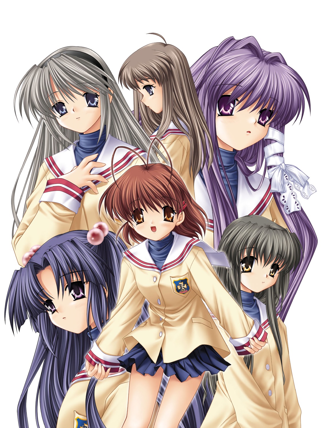 clannad fujibayashi_kyou furukawa_nagisa hinoue_itaru ibuki_fuuko ichinose_kotomi key miyazawa_yukine sakagami_tomoyo seifuku