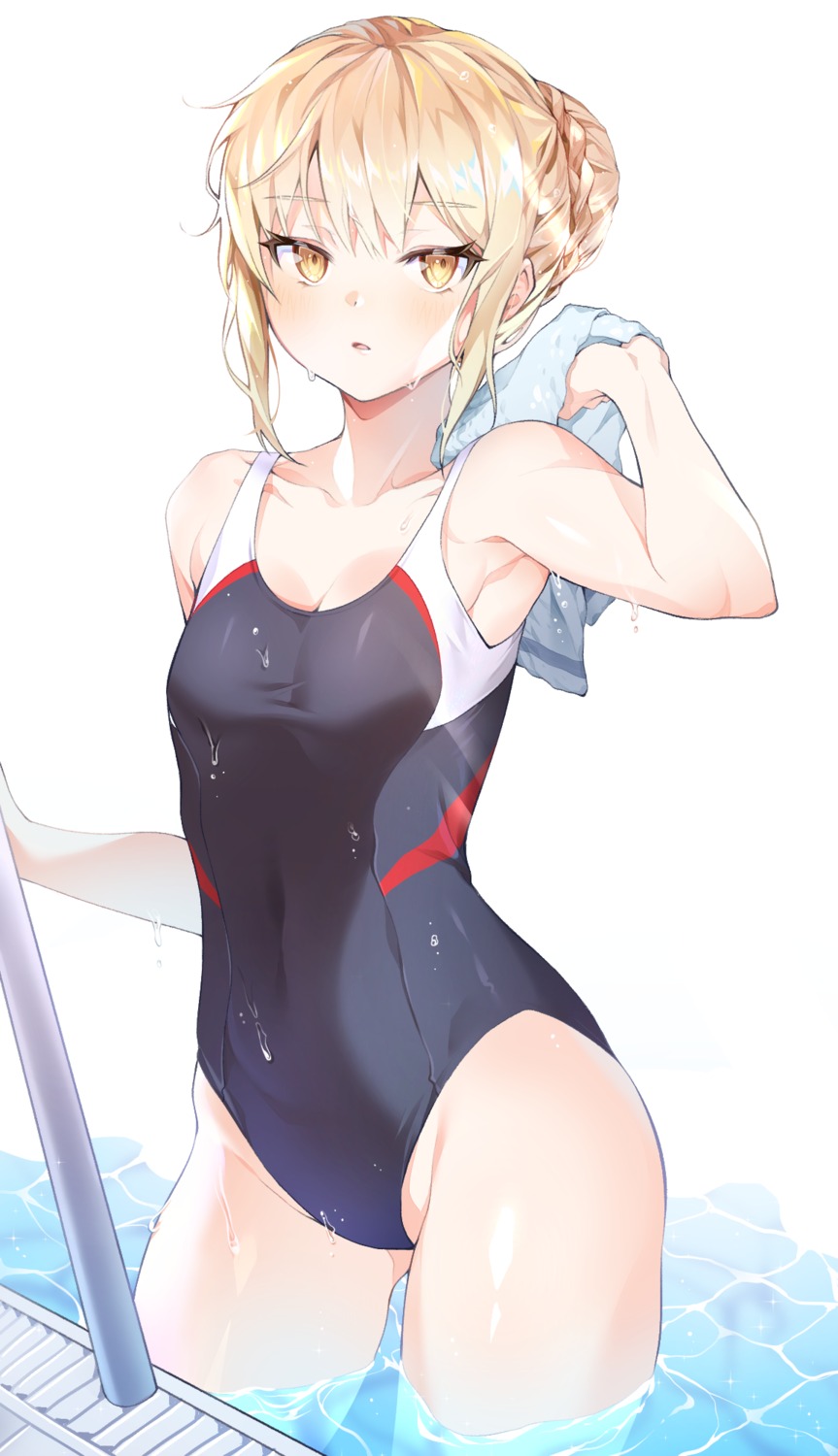 cleavage cpqm fate/grand_order saber saber_alter swimsuits wet wet_clothes