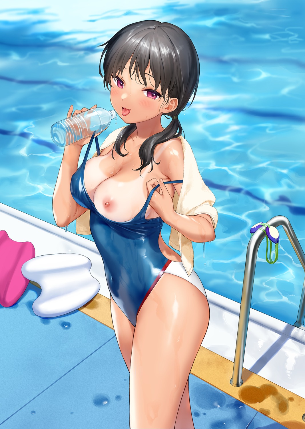 breasts nipples sekiya_asami swimsuits tan_lines undressing wet