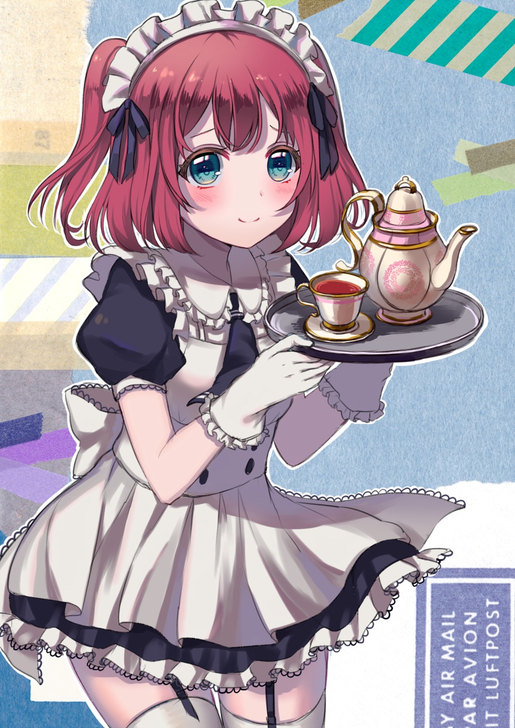 fuyuzima kurosawa_ruby love_live!_sunshine!! maid stockings thighhighs waitress