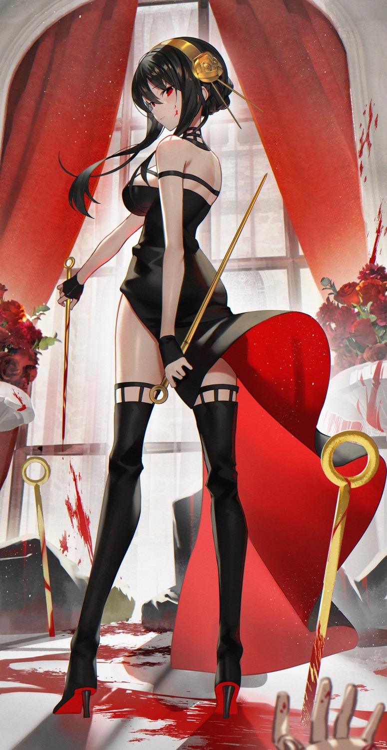 ass blood dress heels no_bra scottie spy_x_family thighhighs weapon yor_briar