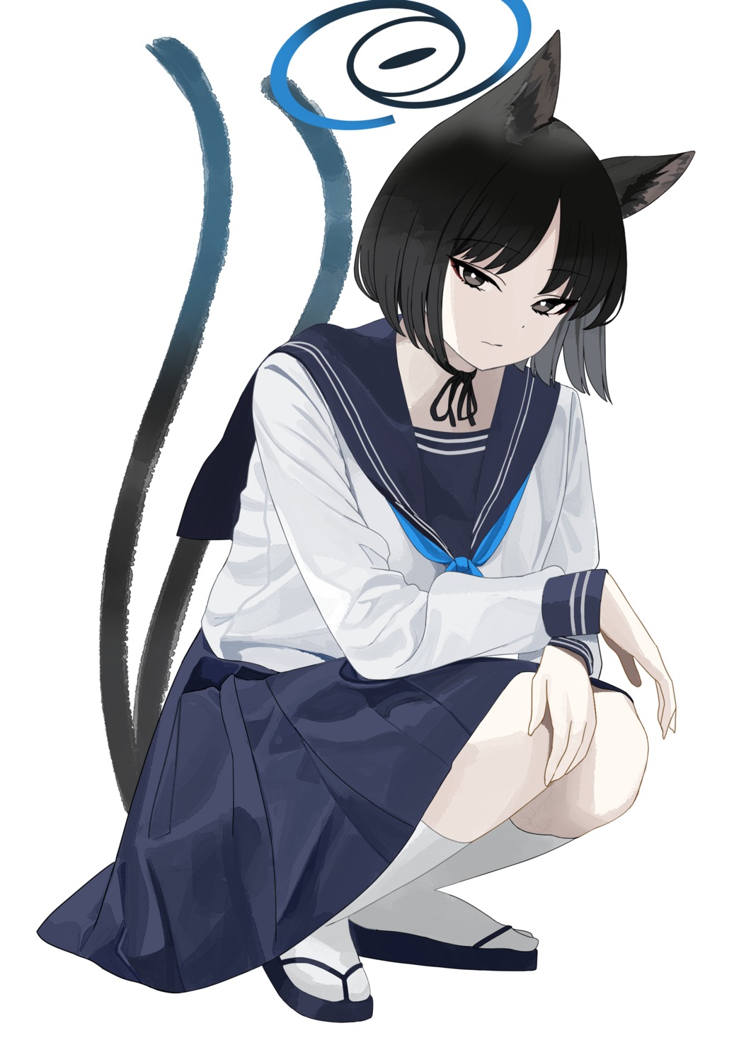 animal_ears blue_archive halo kiryuu_kikyou nekomimi seifuku tail tnr_(horiko1525)