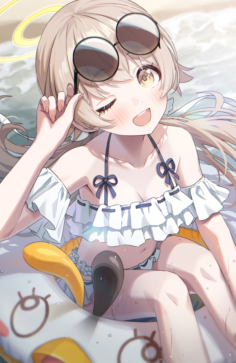 ajitani_hifumi bikini blue_archive halo megane momoimon swimsuits wet