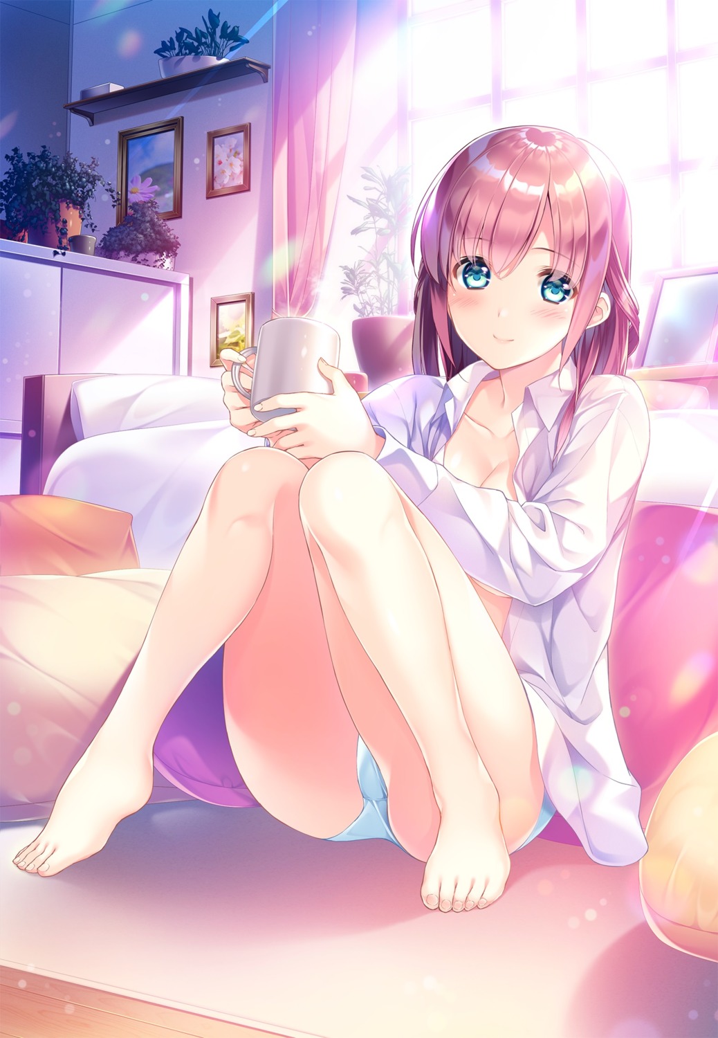 dress_shirt feet fumio no_bra open_shirt pantsu tagme