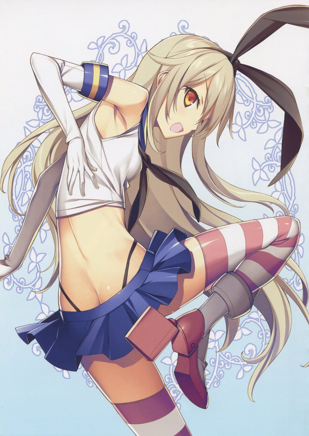 heels kantai_collection kikuchi_seiji scanning_dust shimakaze_(kancolle) thighhighs thong