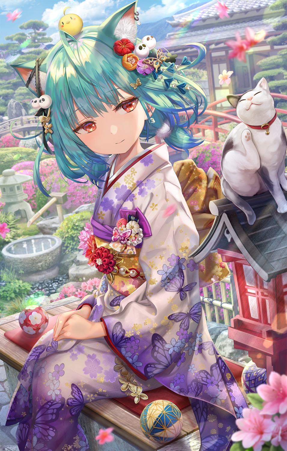 animal_ears hololive kimono neko nekomimi torino_akua uruha_rushia