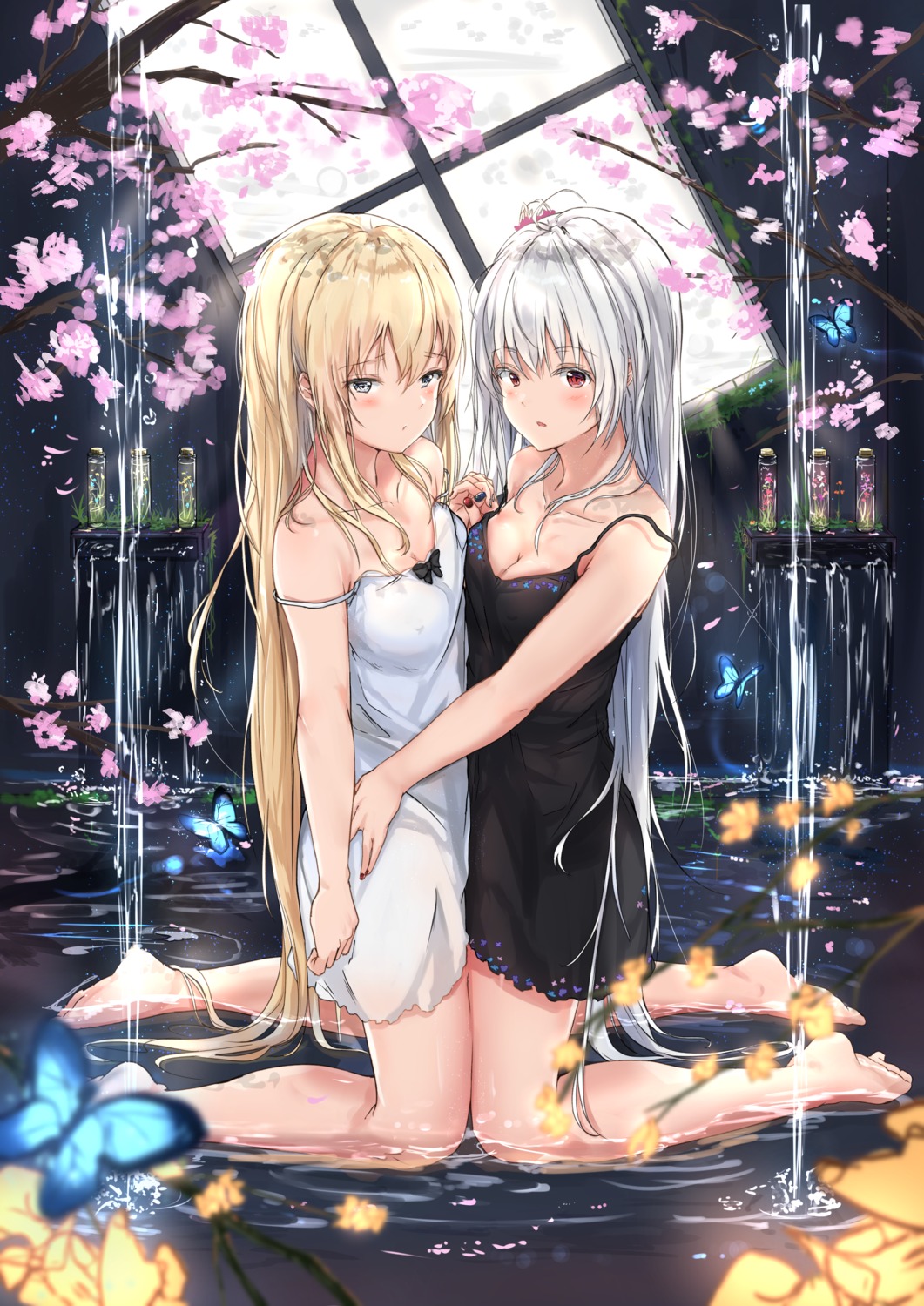 cleavage lingerie na_kyo symmetrical_docking wet yuri