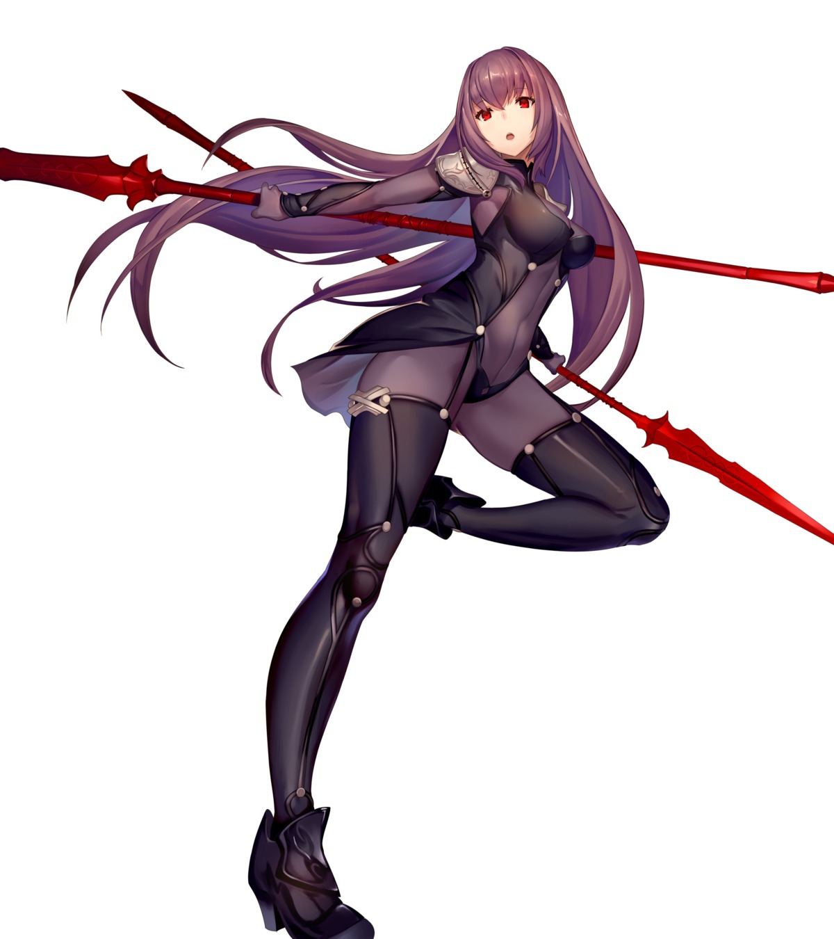 armor bodysuit fate/grand_order heels km_yama scathach_(fate/grand_order) weapon