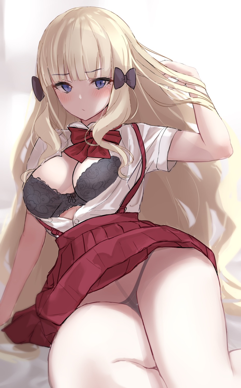 bra open_shirt pantsu pantyhose princess_connect princess_connect!_re:dive sasaki_saren seifuku sixteenpo sketch skirt_lift