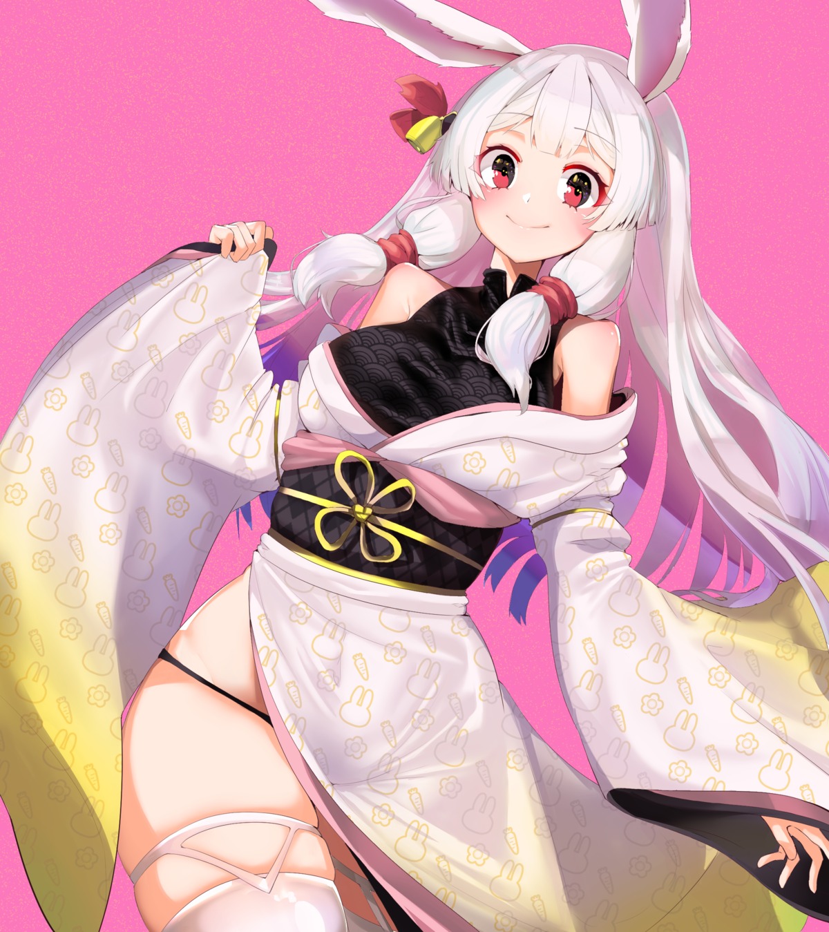 animal_ears bunny_ears garter japanese_clothes pantsu rpg_(ram) stockings thighhighs