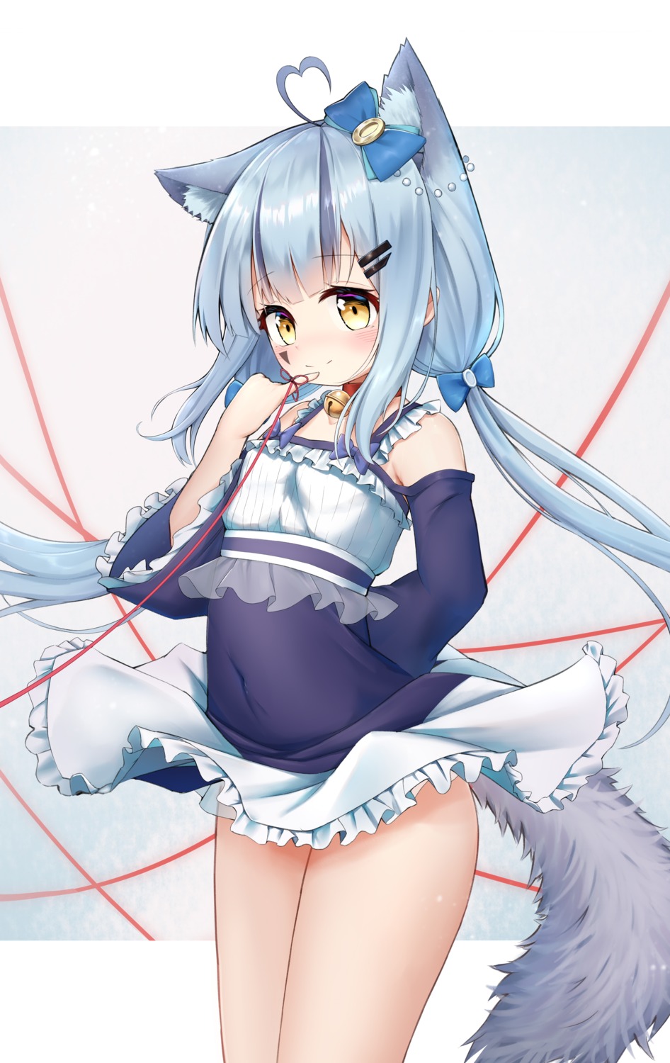 akelp animal_ears dress nekomimi skirt_lift tail