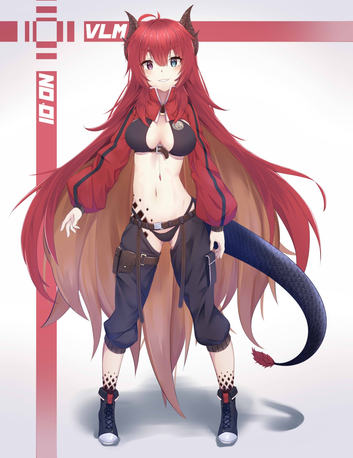 bikini garter heterochromia horns ponta_(velmar) swimsuits tail