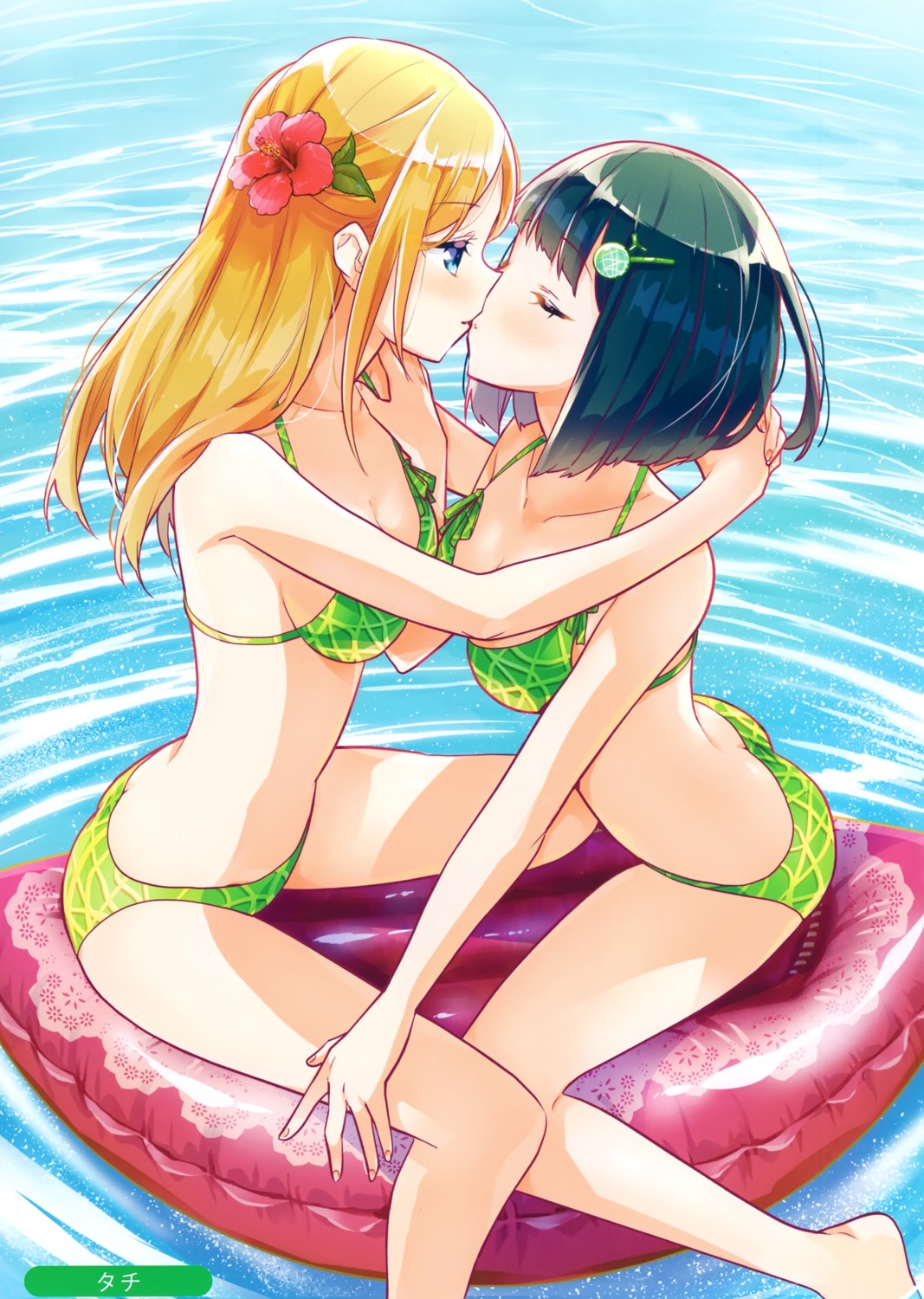 bikini cleavage swimsuits tachi_(gutsutoma) yuri