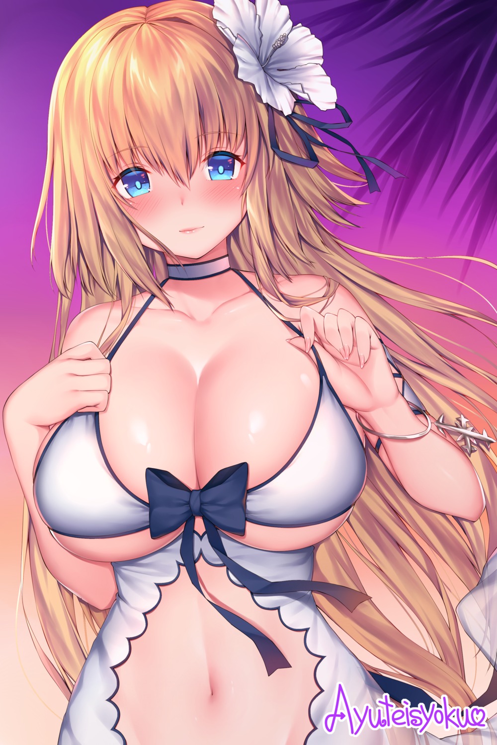 ayuteishoku bikini_top breast_hold cleavage fate/grand_order jeanne_d'arc jeanne_d'arc_(fate) lingerie swimsuits underboob