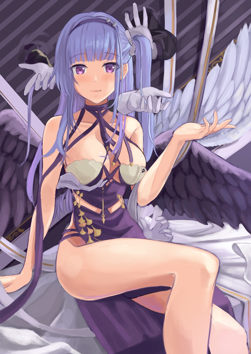 azur_lane chinadress dido_(azur_lane) no_bra shaketarako wings